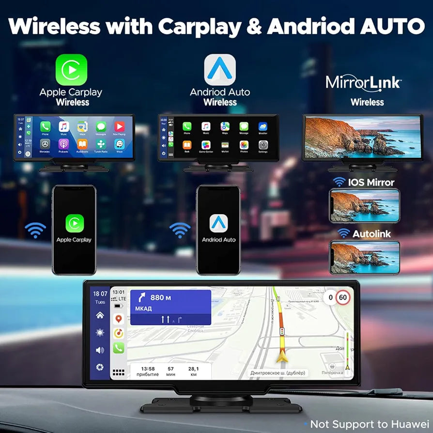 Pantalla Táctil de Coche con Apple CarPlay + Android Auto